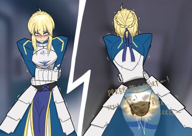 anonfetishacc artoria_pendragon artoria_pendragon_(all) artoria_pendragon_(fate) blush desperation fart fart_fetish fate/grand_order fate/stay_night fate_(series) female panty_poop pantypoop saber scat shitting_self soiling soiling_panties soiling_underwear white_panties x-ray