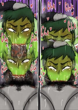 1boy 1futa :>= all_the_way_to_the_base balls beast_boy blowjob blowjob_face breasts chocking chubby_futa dark_penis dc dc_comics deepthroat dittochad femboy futa_is_bigger futa_on_femboy futa_on_male futanari gagging gagging_noise gagging_on_penis grabbing_head grabbing_partner green_hair green_skin grey_skin hairy hairy_balls heart-shaped_pupils hearts_around_head held_up holding_balls huge_ass huge_balls huge_breasts huge_cock intersex irrumatio kiss_mark kiss_mark_on_balls kiss_marks_on_penis licking_penis lipstick long_penis male nail_polish penis pubic_hair pubic_hair_on_face purple_hair raven_(dc) sucking sucking_penis teen_titans text thick_thighs veiny_penis