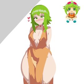blush dress female green_hair gumi huge_thighs megpoid_gumi pear_shaped revealing_clothes solo_female v0caloid02 vocaloid