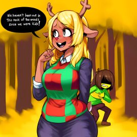 ai_generated bulge curvy deltarune donbeboys imminent_sex kris_(deltarune) noelle_holiday