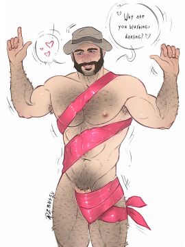1boy 3:4 call_of_duty call_of_duty_modern_warfare_2_(2022) captain_price daddy hairy john_price male male_only meme muscular nude_guy_wrapped_in_ribbons_standing_(meme) ribbon self_upload wrapped z3nt5u
