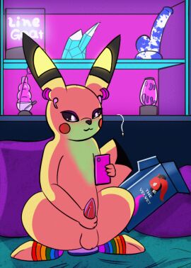 animal_genitalia animal_penis animated anthro balls bed bong box cellphone clothed clothing container crystal digital_media_(artwork) drugs eeveelution electronics equine_genitalia equine_penis erection flower footwear fur furniture generation_1_pokemon generation_2_pokemon genitals hybrid lamp lava_lamp loss male male_only mammal masturbation meme neon_lights neon_sign nintendo on_bed penile penile_masturbation penis phone phone_charger pikachu pillow plant pokemon pokemon_(species) rainbow rodent sign smartphone smile socks solo summer_(the_line_goat) tail text the_line_goat umbreon