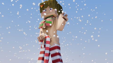 3d 3d_render blender blender3d blender_(software) blender_cycles blue_eyes blush brown_hair candy_candy completely_naked completely_naked_female completely_nude completely_nude_female enigma_zxc fully_naked_female fully_naked_girl fully_nude hairclip hi_res high_resolution highres looking_at_viewer microsoft minecraft mojang naked naked_female naked_girl naked_woman naked_women original_character scarf self_upload simple_background snow snowing standing standing_position sunny_(enigma_zxc) tagme uwu