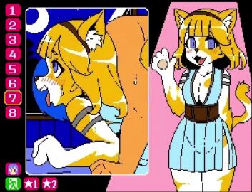 1female 1girls 1male 2d animated ass blush blush_lines cat_ears cat_tail cum cum_girls_vol.3_-_goddess_continent cum_in_pussy cum_inside doggy_style ejaculation female flustered furry jermaneels melis_(cum_girls) paws penis pixel_art sex sex_from_behind tagme tongue tongue_out video