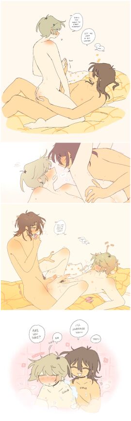 2boys aftercare ahoge anal another_round armpit_hair armpit_hair_peek asking_for_more ass_blush balls bath bathing bathing_together bathroom bathtub bed bed_sheet blonde_hair blush body_blush brown_hair butt_crack chibi closed_eyes color completely_nude condom condom_wrapper cum cum_drip cum_on_penis cum_on_stomach dialogue drooling dyed_hair ear_blush ear_piercing earrings english_text erect_nipples erection exhausted eyebrows_visible_through_hair full-face_blush gradient_background half-closed_eyes hand_on_another's_ass hand_on_another's_leg hand_on_another's_thigh happy_trail heart holding_hands imminent_anal imminent_sex juliegg kneeling kouta_(juliegg) long_hair looking_at_another looking_at_partner looking_pleasured lying lying_on_back lying_on_bed male male_nipples male_penetrated male_penetrating male_penetrating_male male_pubic_hair moaning mole mole_on_arm mole_on_neck mole_on_stomach mole_under_eye mole_under_mouth motion_lines nipples nodding original panting partially_submerged penis pubic_hair pubic_hair_peek romantic romantic_couple rui_(juliegg) saliva shoulder_blush sideass sitting slight_blush smile sound_effects speech_bubble spoken_heart spread_legs sweat sweatdrop tan_background thigh_grab trembling visible_breath washing_another wholesome yaoi