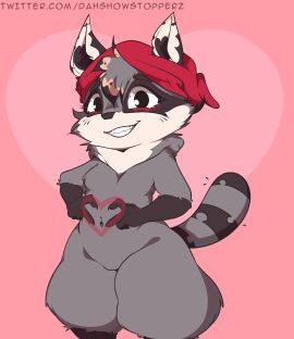 1girls anthro beret black_fur dah_showstopperz female female_only grey_fur miko's_trash_can miko_(miko's_trash_can) multicolored_fur perfectos_desconocidos perfectos_desconocidos_(invitado) raccoon raccoon_tail thick_thighs tummy wide_hips