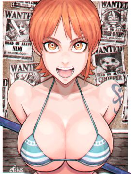 1girls arm_tattoo bikini blue_tattoo efsius female nami_(one_piece) one_piece orange-haired_female orange_hair tagme tattoo