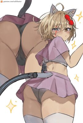 anime ass ass_focus big_ass cat_boy cat_ears cat_tail catboy clothed femboy kikimk male nabibutter thick_ass thick_thighs trap twitch xcider