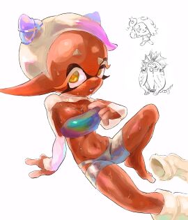 1girls alternate_costume artist_request big_breasts big_forehead breasts dark-skinned_female dark_skin deep_cut_(splatoon) feet female frye_(grand_festival) frye_(splatoon) frye_onaga grand_festival_(splatfest) now_or_never_horns official_alternate_costume solo solo_female solo_focus splatfest splatoon splatoon_(series) splatoon_3 sweat sweaty sweaty_body team_future_(splatfest) tummy