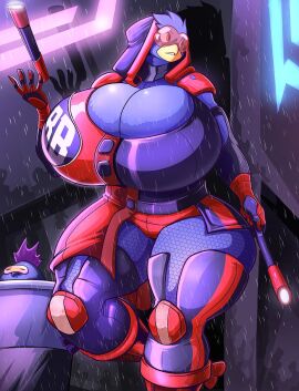 bird breasts busty_bird corvus_(genus) cyberpunk female future heroine huge_ass huge_breasts hyper hyper_breasts jaeh superhero superheroine thick_thighs wide_hips