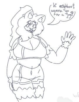 :3 angel_sinz athletic athletic_female big_breasts breasts cleavage dialogue english_text female fox fox_ears fox_girl hourglass_figure monochrome shorts sketch sports_bra terraria text zoologist_(terraria)