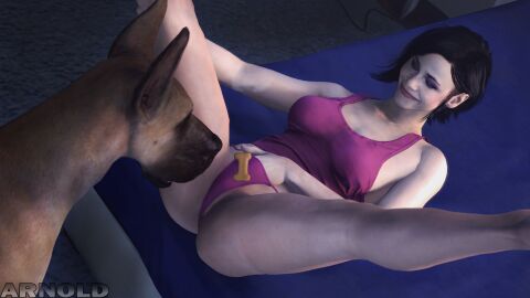 1boy 1girls 3d arnoldthehero big_penis black_hair brown_hair brunette_hair call_of_duty call_of_duty_black_ops_cold_war canine canine_on_human canine_penis dog_penis erect_penis female feral giant_penis great_dane handjob helen_park_(cod) hugging imminent_bestiality male realistic short_hair smile smiling smiling_at_viewer source_filmmaker tagme thong tiptoes underwear zoophilia