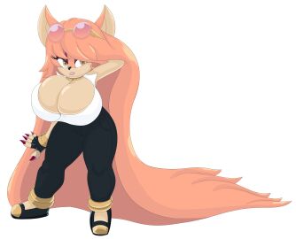 absurd_res anthro bat big_breasts breasts clothed clothing colored_nails eyewear eyewear_on_head female fur gem hair hi_res huge_breasts jewelry long_hair mammal nails necklace pearl_(gem) pearl_necklace pink_body pink_fur pink_hair rougethedaisy sega solo solo_focus sonic_(series) sonic_the_hedgehog_(series) sunglasses sunglasses_on_head yellow_eyes