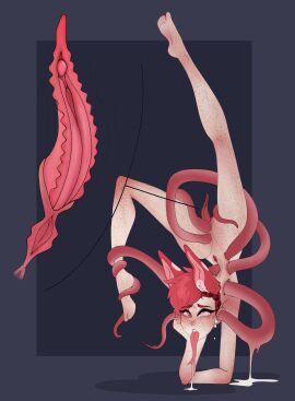 2d aldtecaia balancing clitoris close-up demon detailed_pussy double_penetration drooling ear_fuck ear_penetration feet_up female fox_ears fox_girl freckles freckles_on_face heart-shaped_pupils long_tongue noxxyboy pink_eyes pink_fur pink_hair pink_nipples pussy red_fur red_hair short_hair succubus tentacle tentacle_girl tentacle_rape tentacles_everywhere tomboy tomboytoy very_short_hair