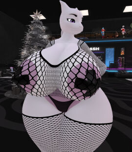 anthro areolae ass big_ass big_breasts breasts bubble_ass bubble_butt cleavage female ferialexonar fishnets furry huge_ass huge_breasts mewtwo nintendo pasties pokemon pokemon_(species) tagme thick_thighs wide_hips