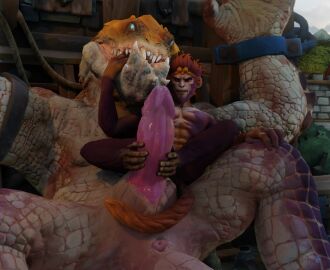 2boys 3d abs animated anthro anthro_on_anthro anus bara beard big_penis big_teeth bodily_fluids boner bound chain chained dota dota_2 duo erection facial_hair feet fimsaek foot_fetish foot_play footjob genitals hairy hand_in_mouth hi_res high_framerate humanoid_genitalia humanoid_penis loop lying male male_only monkey monkey_boy monkey_king_(sun_wukong) mp4 muscular muscular_male naked nude on_back penis primal_beast_(tomo'kan) primate scales sex short_playtime size_difference slit small_dom_big_sub smaller_anthro smaller_male teeth video video_games webm yaoi