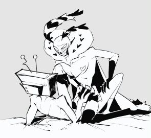 2024 animated artist_request demon demon_boy demon_humanoid gay hazbin_hotel humanoid male moth valentino_(hazbin_hotel) vox_(hazbin_hotel)