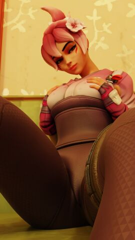 3d breasts female kiriko_(overwatch) lapis_lazuli002 nude overwatch overwatch_2 pink_hair pussy sakura_kiriko
