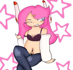 1girls adult belly_hair black_bra body_hair bra breasts female imminent_sex kirby_(series) no_genitals old_quality pink_hair pregnant pregnant_female pubic_hair small_breasts suggestive suggestive_look suggestive_pose susanna_patrya_haltmann susie_(kirby) thehorneytea white_eyelashes