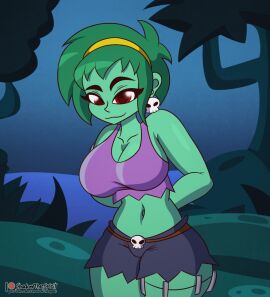 1girls animated ass breasts clothing female flashing_breasts green_hair green_skin large_breasts looking_at_viewer rottytops shadowthespirit shantae shirt_lift short_hair smiling smiling_at_viewer solo solo_female solo_focus table thick_thighs undressing zombie_girl