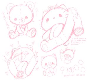 ambiguous_gender ambiguous_penetration animate_inanimate anthro bear chibi dear_daniel domestic_cat english_text felid feline felis hello_kitty hello_kitty_(series) japanese_text male mammal pastel penetration plushie plushophilia raised_leg sanrio size_difference stitch_(sewing) teddy_bear text touboutenshi