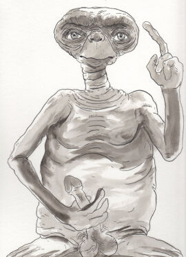 1boy alien alien_only amblin_entertainment balls e.t. e.t._the_extra-terrestrial erection genitals humanoid_genitalia humanoid_penis looking_at_viewer male masturbation penile penile_masturbation penis solo universal_pictures universal_studios unknown_artist what