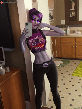 3d 3d_(artwork) belly darkbahamuth female fortnite midriff nightsurf_bomber pinup selfie sfw tummy