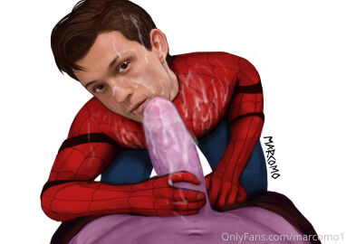 celebrity costume cum_everywhere cum_on_clothes cum_on_face cum_on_penis gay holding_penis looking_at_viewer male male_only marcomo marvel marvel_cinematic_universe marvel_comics massive_penis penis peter_parker spider-man spider-man_(tom_holland) thanos tom_holland yaoi