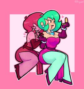 2girls ass big_ass big_breasts big_butt big_thighs big_titties brawl_stars breasts clothing curvaceous curvaceous_female curvaceous_figure curvy curvy_figure curvy_hips female female_only lola_(brawl_stars) pink_body pink_hair pripunt short_hair supercell