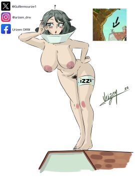 1girls anime anime_girl anime_style animedrawing animestyle big_breasts breasts female female_focus female_only first_porn_of_character grey_eyes grey_hair humanized light_skin nude nude_female pale_skin pink_nipples plants_vs._zombies plants_vs_zombies satellite_dish satellite_dish_(pvz) urizem video_games