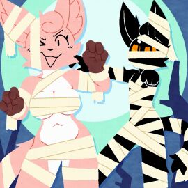 1boy 1girls animated bingo_(fringession) breasts cringession female fringession gif male mummy_costume nude tagme