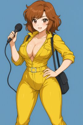 1girls april_o'neil april_o'neil_(tmnt_1987) boobs_out jumpsuit open_clothes sexy