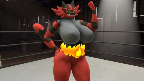 3d baek-myo female female_incineroar incineroar nintendo pokemon pokemon_(species) pokémon_(species)
