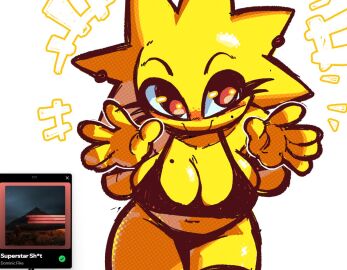 1girls big_breasts bra breasts earrings female female_only ftpickaxe helia_(raytheuhhhhhh) oc original_character raytheuhhhhhh tagme thighs underwear yellow_body yellow_eyes