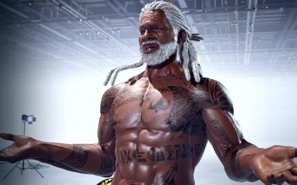 3d 3d_animation 3d_model bandai_namco canine dark-skinned_male dark_skin hung leroy_smith male male_focus male_only melanin ogami4 old_man older_male tagme tekken tekken_8 video walking_cane