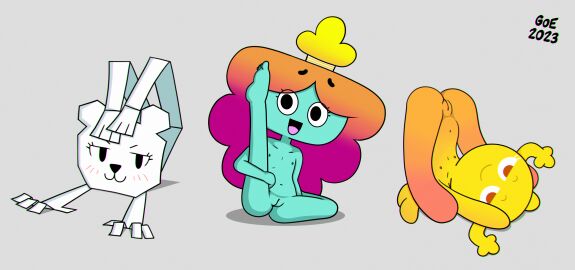 2023 3girls absurdres anthro bear bear_girl bedroom_eyes blue_skin blue_skinned_female blush cartoon_network completely_nude feet female female_only flexible goe_(good_or_evil) grey_background half-closed_eyes happy happy_female high_resolution humanoid leg_lift legs long_hair looking_at_viewer multicolored_hair multiple_females multiple_girls naked naked_female navel nipples nude nude_female open_mouth paper papers penny_fitzgerald pussy rachel_wilson seductive_eyes seductive_look simple_background sitting smiling smiling_at_viewer tawog teri_(tawog) the_amazing_world_of_gumball white-skinned_female white_skin white_skinned_female yellow_skin yellow_skinned_female