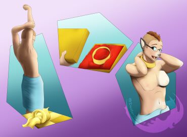 anthro blue_eyes box breast_expansion breast_growth breast_growth_(enlargement) breasts brown_hair canid canine canis clothing collar container dexterthekobold domestic_dog eyewear female gender_transformation gift_box gift_wrapped glasses growth hair hands_on_neck hi_res human husky imminent_transformation latex latex_clothing latex_transformation lexi_(cocofox) looking_surprised male mammal mid-transformation mohawk mtf_transformation navel nordic_sled_dog open_mouth shaded shocked short_hair signiture simple_background slim soft_shading solo species_transformation spitz stretching_arms teeth tongue towel_around_waist transformation transformative_collar