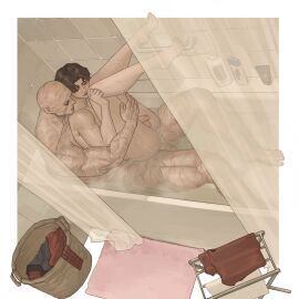 bathing bathtub bathtub_sex deadpool gay holding_legs legs_up lkikai male male/male male_only marvel marvel_comics penis peter_parker spider-man spider-man_(series) wade_wilson