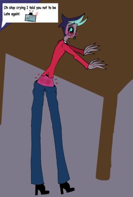 abuse background_character boss demon demon_boy ethan_(hazbin_hotel) hazbin_hotel high_heels male spanking vox's_assistant_(hazbin_hotel) vox_(hazbin_hotel)