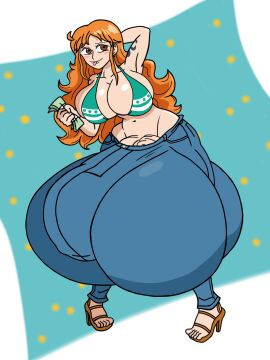 1futa balls balls_bigger_than_head balls_bigger_than_penis balls_bigger_than_torso balls_bulge balls_full_of_cum balls_full_of_semen ballsack bikini_top breasts bulge bulge_through_clothing clothing curves fat_balls female flaccid flaccid_penis footwear futa_only futanari gigantic_balls gigantic_penis gigantic_testicles huge_balls huge_breasts huge_cock hyper_balls hyper_bulge hyper_genitalia hyper_penis hyper_testicles intersex jeans massive_balls money nami_(one_piece) one_piece orange_hair penis penis_bigger_than_torso penis_bulge pose solo_futa testicles untold_glitch