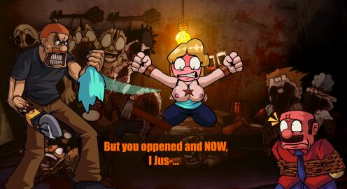 angry angry_expression angry_eyes angry_face areolae average_breasts bald_male blonde-haired_female blonde_female blonde_hair blood_everywhere blood_stain blush boobs_out bouncing_breasts breasts breasts_out brown_hair chainsaw_hand clothing concerned corpse does_evil_things_guy edited_official_artwork edited_screencap embarrassed embarrassed_female entity exhibitionism female fnf fnf_mods friday_night_funkin gore jeffy's_infinite_irida kneeling lanky lmao male marvin_(sml) nipples on_knees restrained restrained_arms restrained_wrists restraints ripped_clothing ripped_shirt rose_(sml) semi_nude shackled_wrists shackles shaking_lines shucks silly sml stolen_art supermariologan tied_up what