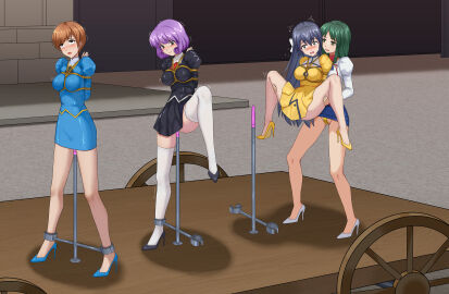 4girls agent_aika aika_(series) anal anal_object_insertion ascot ass bed black_delmo black_delmo_leader blue_delmo blue_delmo_u blue_hair blush bondage bound breasts brown_eyes buttons chastity_belt clothed clothed_female couple delmo_commander delmogeny_uniform dildo dominant_female female female_chastity female_domination female_only femdom femsub golden_delmo green_hair haimei1980 helpless hi_res high_heels highres large_breasts long_hair military_uniform multiple_females multiple_girls multiple_subs object_insertion one_bar_prison open_mouth rie_petoriyacowa rope sex sex_toy short_hair skirt spread_legs spreader_bar standing stationary_restraints thighs tied_up_(nonsexual) trembling white_delmo yuri