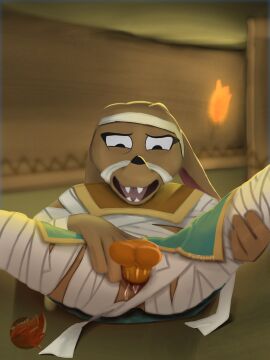 amunet_(ducktales) anthro canid canine canis clothing disembodied_penis female furexpert genitals hi_res jackal male mammal masturbation moan mummy_wrappings penetration penis pussy solo vaginal_penetration