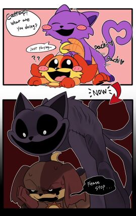 2024 2d 2d_(artwork) 2d_artwork anthro anthro_on_anthro anthro_only ass ass_up blush canid canine canis catnap_(poppy_playtime) comic critters_(poppy_playtime) dog dogday dogday_(poppy_playtime) doggy domestic_cat domestic_dog duo english_text felid feline felis feral furry_only jewelry male male/male mammal mob_entertainment necklace no_humans open_mouth orange_fur orange_skin poppy_playtime poppy_playtime_(chapter_3) question_mark raised_tail sex smile smiling_critters tagme tail text tongue yeenion