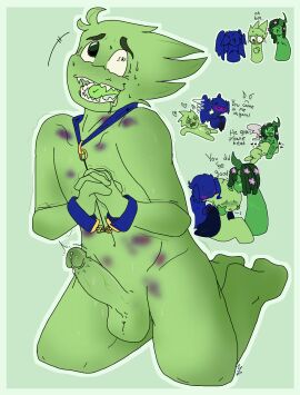 aftercare balls bound_wrists collar dogteeth hickey_marks humanoid_penis incredibox_mod jevin_(sprunki) lime_(sprunki) male nervous_smile on_knees owakcx_(sprunki) penis sprunki sweating threesome vineria_(sprunki)