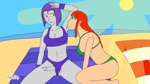 1futa 1girls 2d 2d_animation artisgreat dc_comics female futanari raven_(dc) starfire tagme video