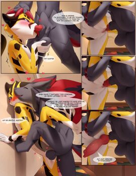 animal_genitalia animal_penis anthro balls canid canine canine_genitalia canine_penis cuntboy domestic_cat felid feline felis from_behind_position generation_5_pokemon genitals hi_res holding_balls intersex intersex/male licking male mammal nintendo oral penile penis penis_lick pokemon pokemon_(species) pussy raised_leg sex steel_cat tongue transformation zoroark