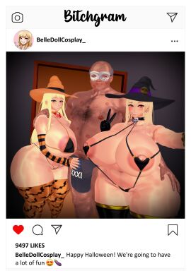 1boy 2024 2girls 3d age_difference areola_slip areolae armwear ass bald bare_shoulders barely_clothed belly bikini black_swimsuit blonde_hair blush breasts bulge bulge_through_clothing cinnamon_tea closed_eyes collarbone covered_nipples curvaceous curvy curvy_female curvy_figure dark-skinned_male dark_skin dosanko_gal_wa_namara_menkoi ear_piercing elbow_gloves eyebrows_visible_through_hair female fuyuki_minami gigantic_breasts gloves gyaru hair_between_eyes hairy hairy_male halloween halloween_costume hand_on_another's_shoulder hand_on_another's_thigh hand_on_bulge huge_ass imminent_sex indoors kitagawa_marin large_areolae light-skinned_female light_skin lipstick_mark long_hair looking_at_viewer male masked masked_male micro_bikini multiple_females multiple_girls navel netorare nipple_slip nipples ntr older_male peace_sign puffy_nipples purple_eyes red_eyes selfie sidelocks slingshot_swimsuit smile social_media sono_bisque_doll_wa_koi_wo_suru standing swimsuit thick_thighs thighhighs thighs v voluptuous voluptuous_female wide_hips witch_costume witch_hat