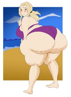 1girls akkyon ass back_view bent_over bikini blonde_hair female female_only gigantic_ass huge_ass human naruto solo solo_female tsunade
