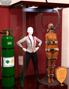 1girls 3d batman_(series) bound bound_arms bound_legs completely_naked completely_nude dc dc_comics dr._harleen_quinzel dr._q female female_only full_body gotham_knights harleen_quinzel mannequin nude nude_female solo thejpeger trophy_case unconscious unconscious_female